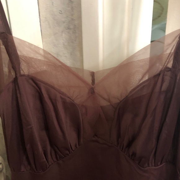 Elegant Brown vintage Women's full Slip Dress - Picture 5 of 6